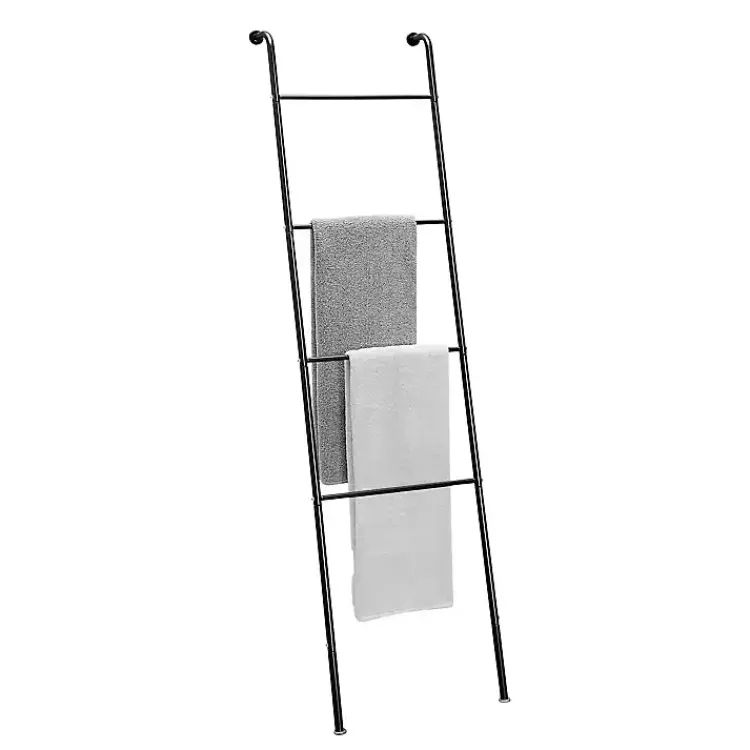 Bathroom Accessories-Kirklands Home Steel 4-Bar Leaning Towel Ladder Black