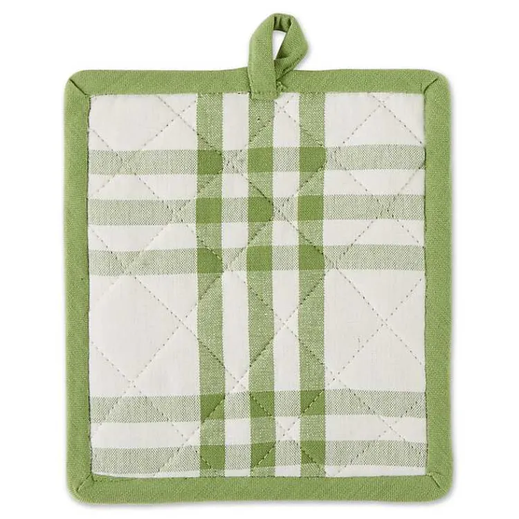 Kitchen Accessories-Kirklands Home Green Plaid Eat Drink Enjoy 4-pc. Dish Towel Set