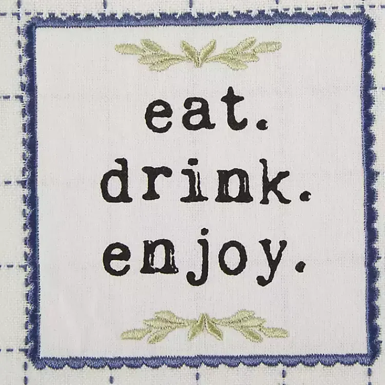 Kitchen Accessories-Kirklands Home Navy Plaid Eat Drink Enjoy 4-pc. Dish Towel Set