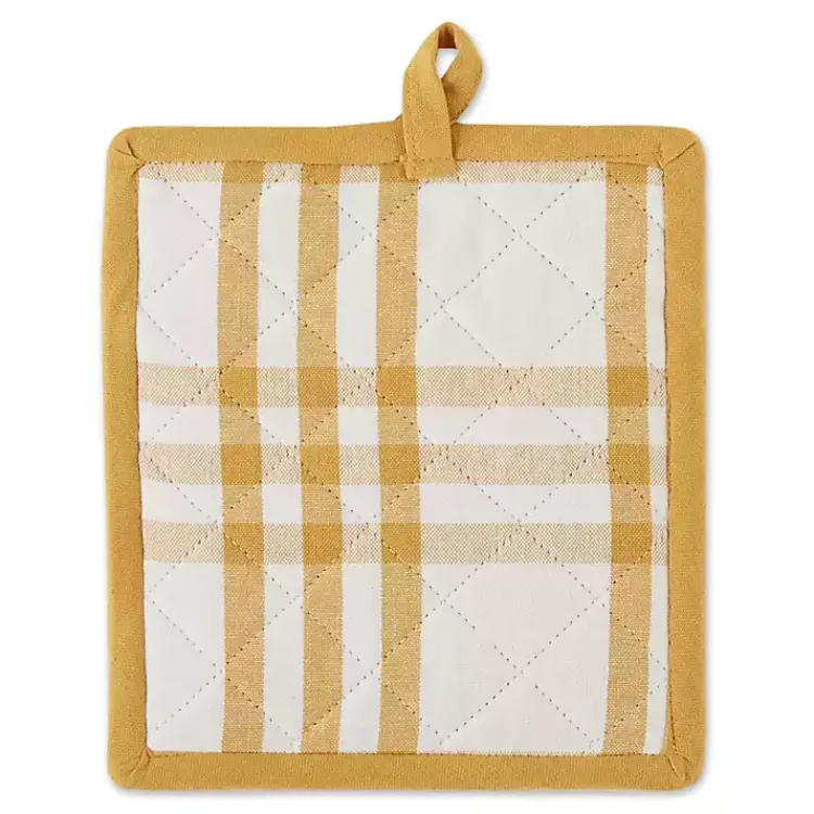 Kitchen Accessories-Kirklands Home Yellow Plaid Eat Drink Enjoy 4-pc. Dish Towel Set