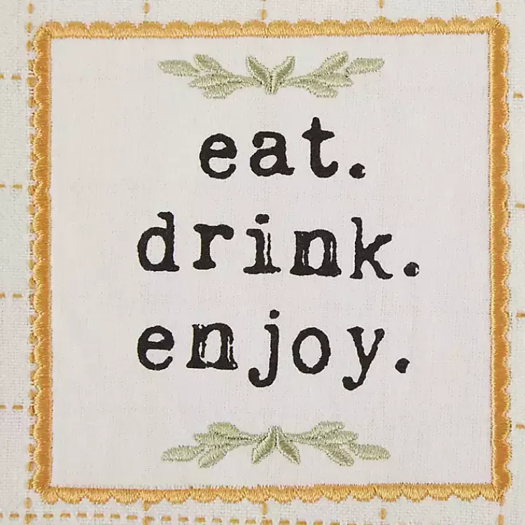 Kitchen Accessories-Kirklands Home Yellow Plaid Eat Drink Enjoy 4-pc. Dish Towel Set