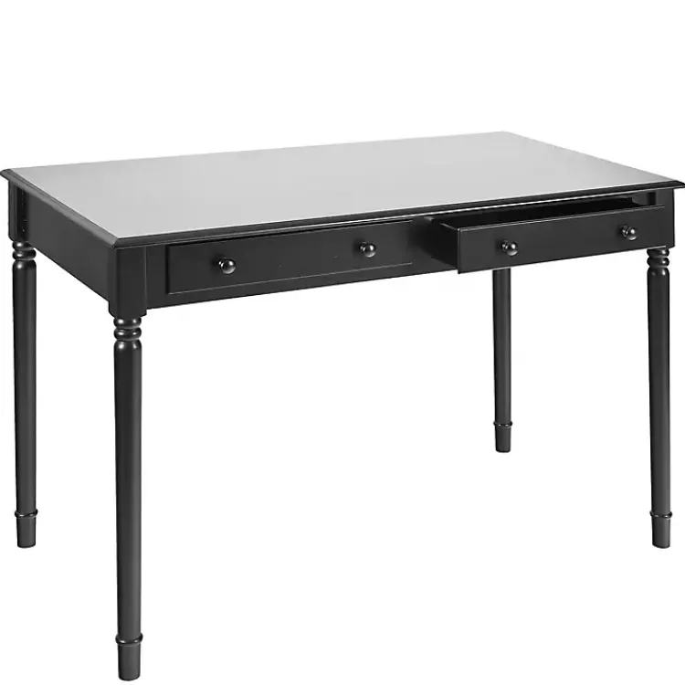 Office Furniture-Kirklands Home Classic 2-Drawer Wood Desk Black