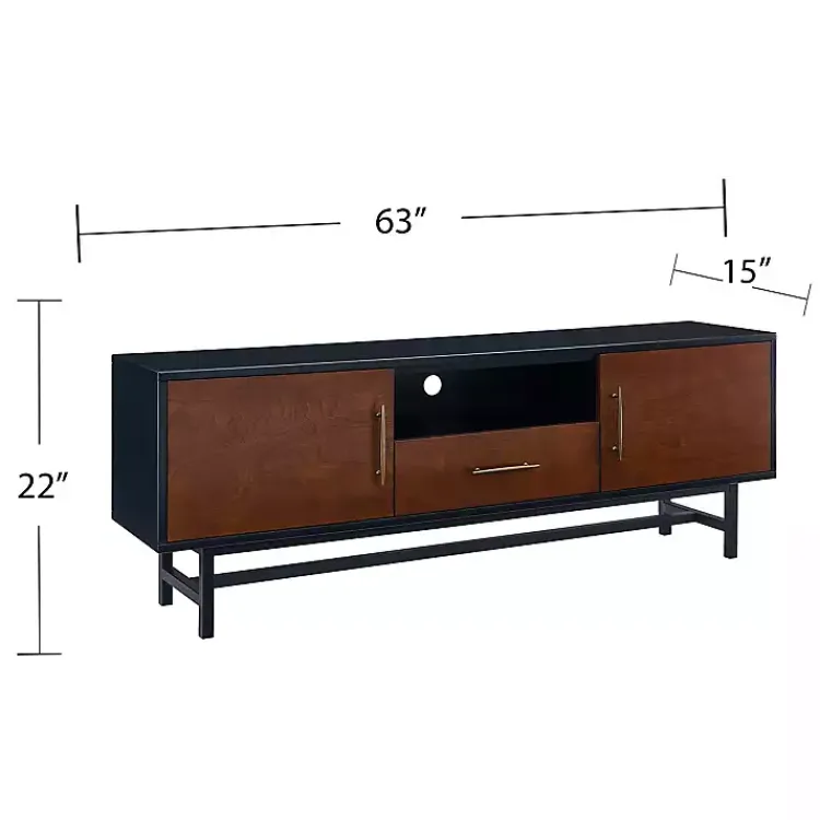 Tv Stands & Media Consoles-Kirklands Home Black and Wood 2-Door Media Cabinet Brown
