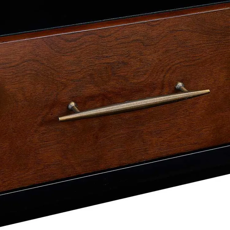 Tv Stands & Media Consoles-Kirklands Home Black and Wood 2-Door Media Cabinet Brown