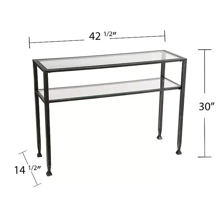 Console Tables-Kirklands Home Metal and Tempered Glass Console Table Black