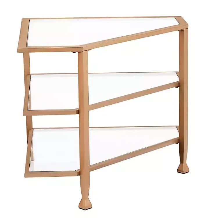 Tv Stands & Media Consoles-Kirklands Home Metal and Glass Corner TV Stand Gold