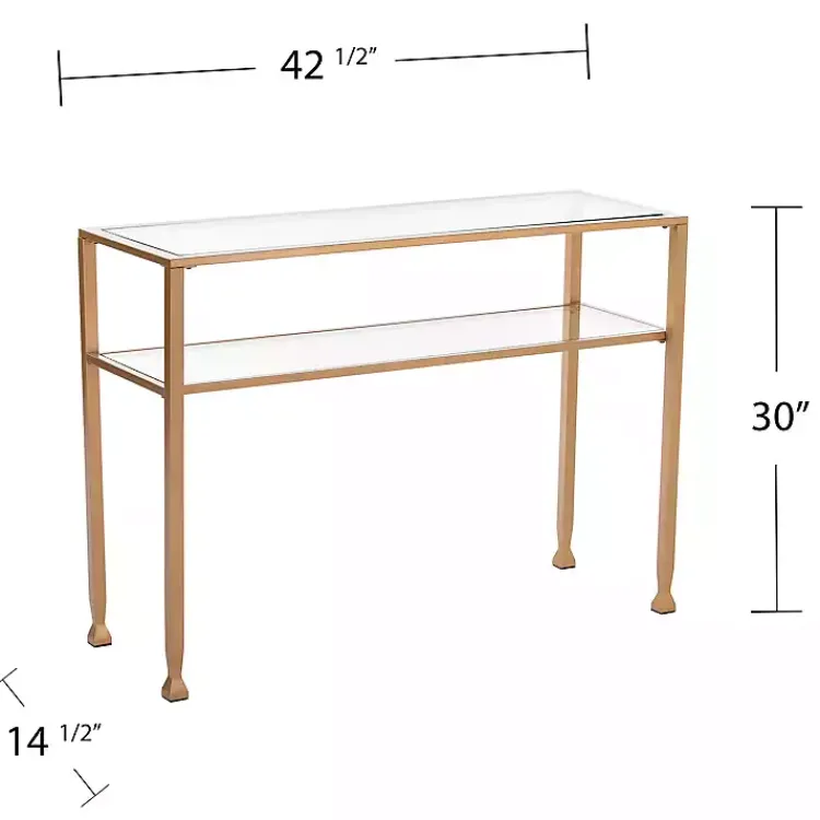 Console Tables-Kirklands Home Metal and Tempered Glass Console Table Gold