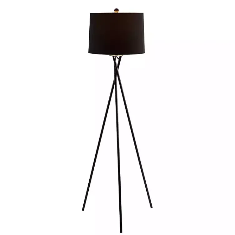 Floor Lamps-Kirklands Home Metal Tripod Twist Floor Lamp Black