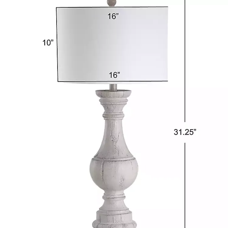 Table Lamps-Kirklands Home Distressed Ivory Faux Wood Table Lamps, Set of 2 White