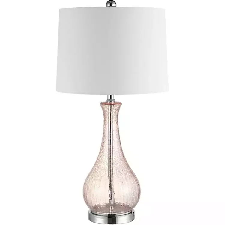 Table Lamps-Kirklands Home Blush Crackle Glass Teardrop Table Lamp Ivory