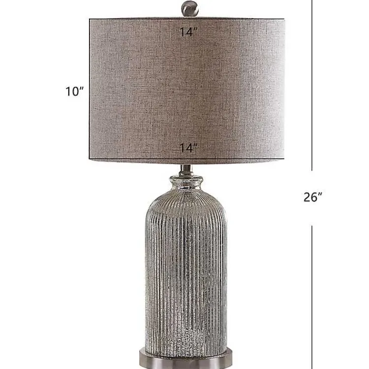 Table Lamps-Kirklands Home Silver Mercury Glass Ribbed Table Lamps, Set of 2 Tan