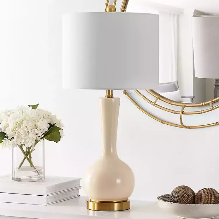 Table Lamps-Kirklands Home Glazed Glass Teardrop Table Lamp Ivory