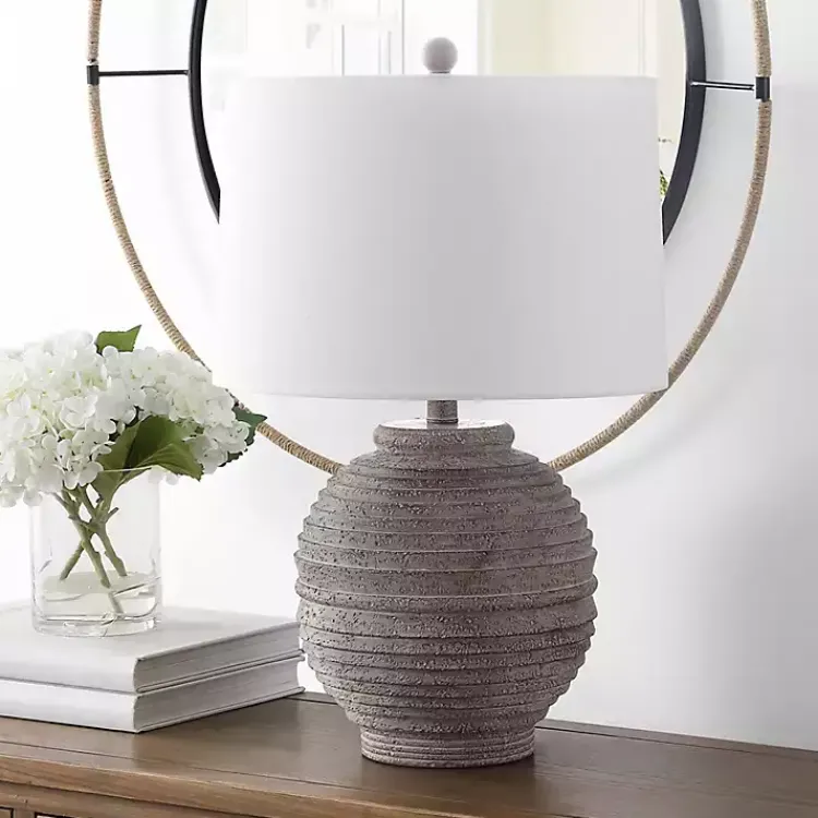 Table Lamps-Kirklands Home Distressed Charcoal Textured Resin Table Lamp White