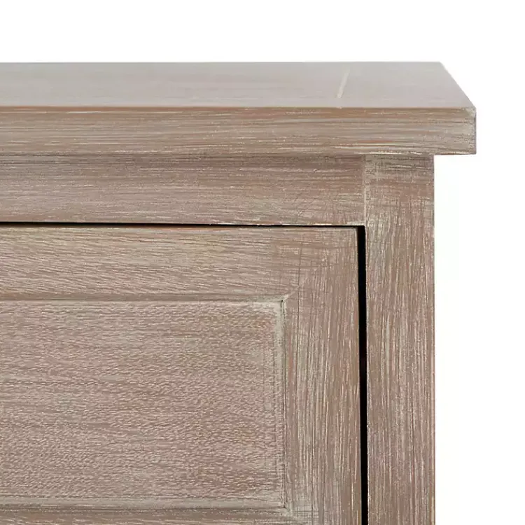 Accent & End Tables-Kirklands Home Whitewashed Brown Wood Side Table with Baskets