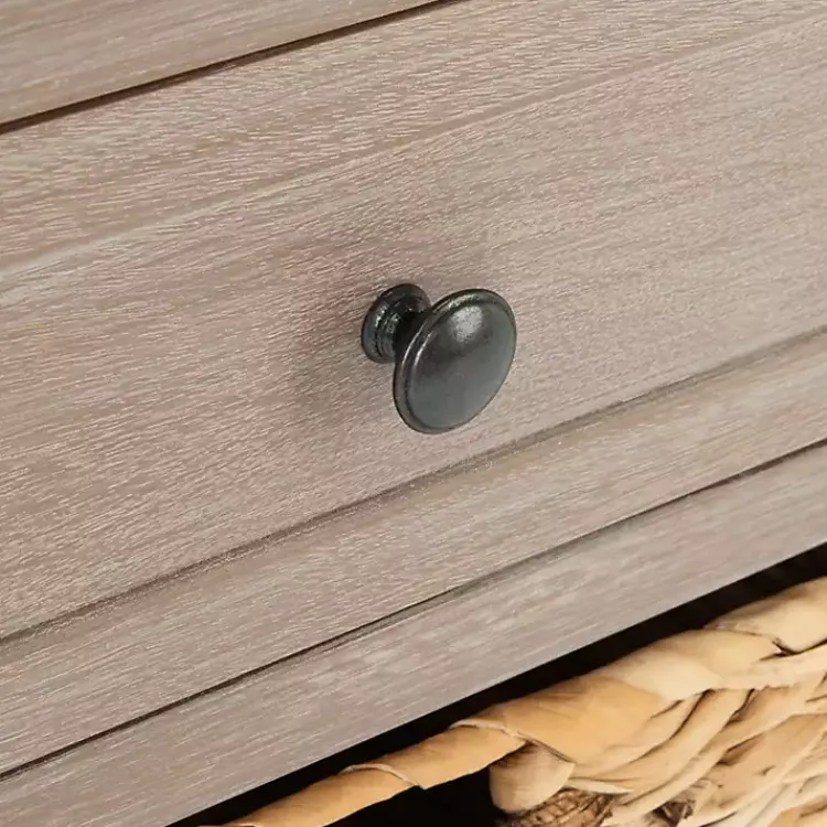 Accent & End Tables-Kirklands Home Whitewashed Brown Wood Side Table with Baskets