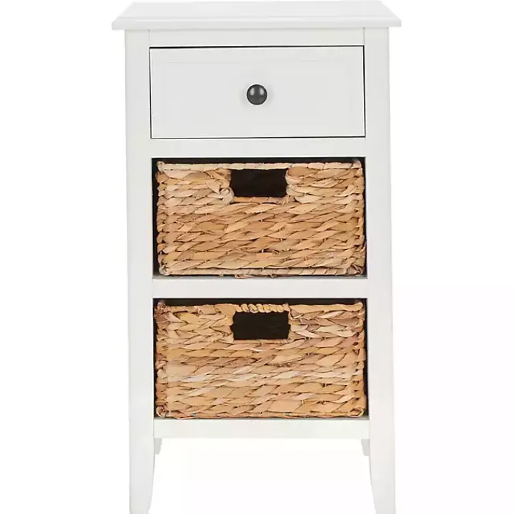Accent & End Tables-Kirklands Home Wood Side Table with Baskets White
