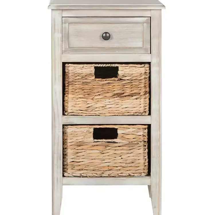 Accent & End Tables-Kirklands Home Wood Side Table with Baskets Gray