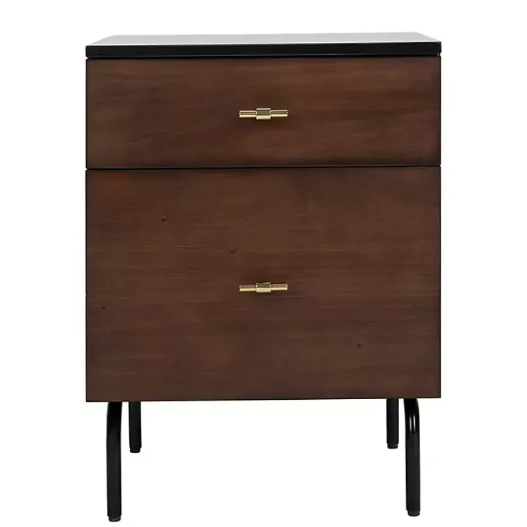 Nightstands-Kirklands Home and Black 2-Drawer Nightstand Brown
