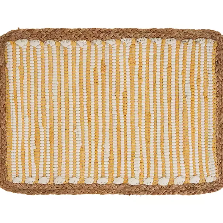 Table Linens-Kirklands Home Yellow and White Striped Placemats, Set of 4