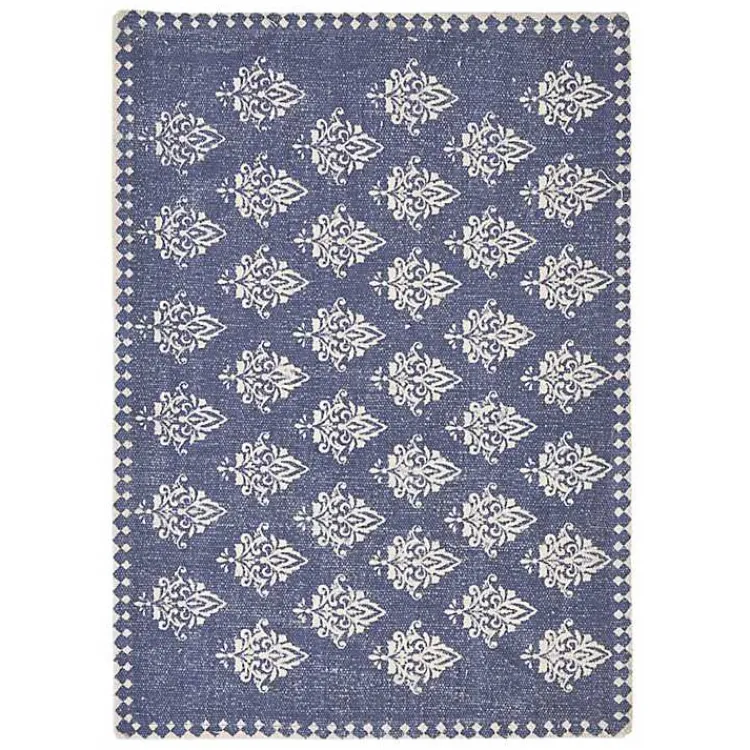 Table Linens-Kirklands Home Navy and White Decorative Placemats, Set of 4 Blue
