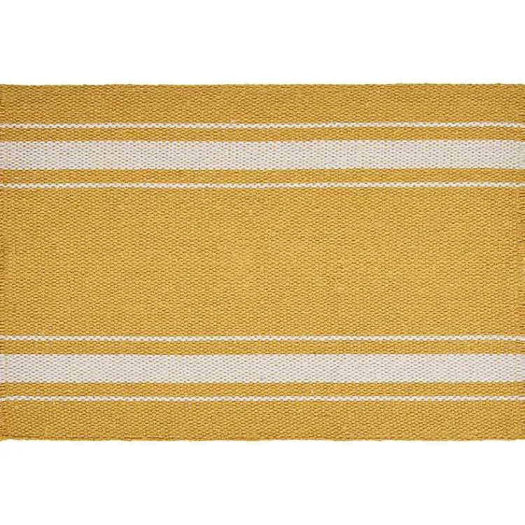 Table Linens-Kirklands Home Striped Fringe Placemats, Set of 4 Yellow