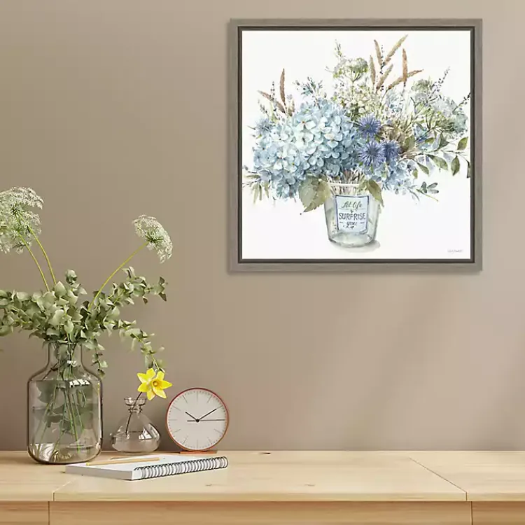 Canvas Art-Kirklands Home Bohemian Blue Floral Vase Framed Canvas Art Print