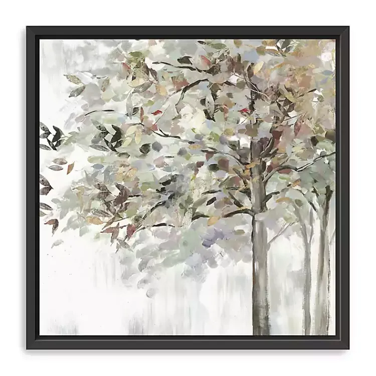 Canvas Art-Kirklands Home Neutral Leaves Framed Canvas Art Print, 40x40 in. Gray