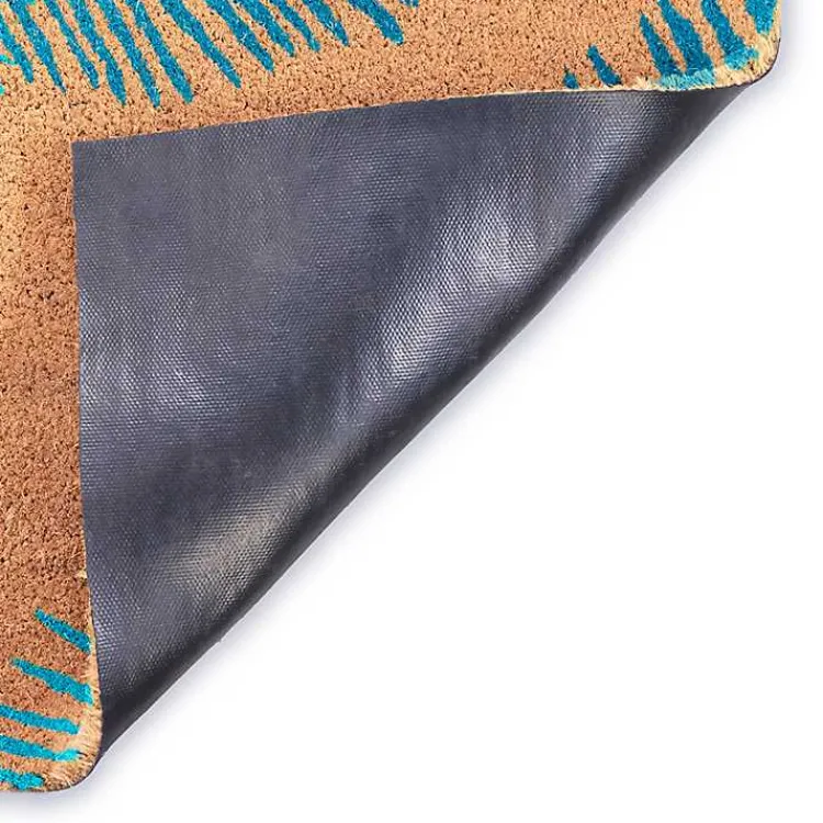 Doormats-Kirklands Home Blue Palm Fronds Welcome Coir Doormat