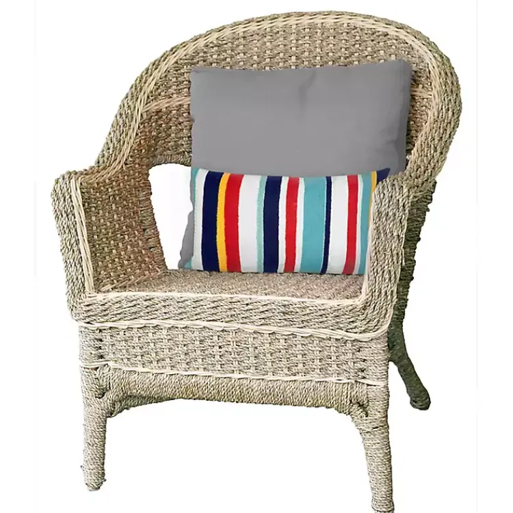 Outdoor Cushions & Pillows-Kirklands Home Blue & Red Lamontage Stripe Outdoor Lumbar Pillow