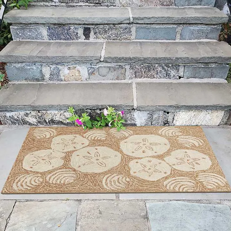 Outdoor Rugs-Kirklands Home Natural Sand Dollar Outdoor Accent Rug