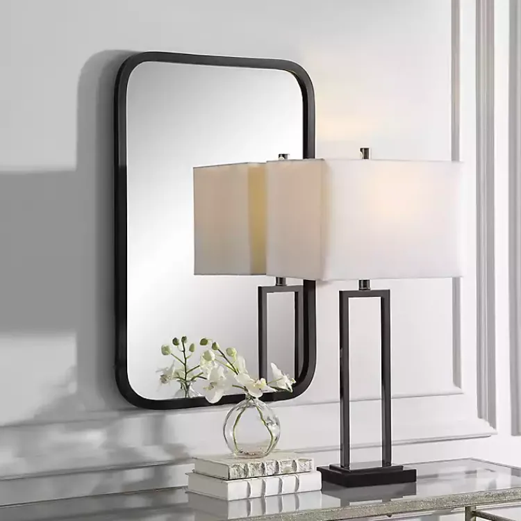 Framed Mirrors-Kirklands Home Matte Black Rectangular Wall Mirror