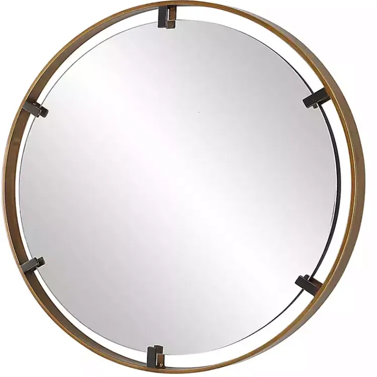 Decorative Mirrors-Kirklands Home Gold Suspended Round Wall Mirror