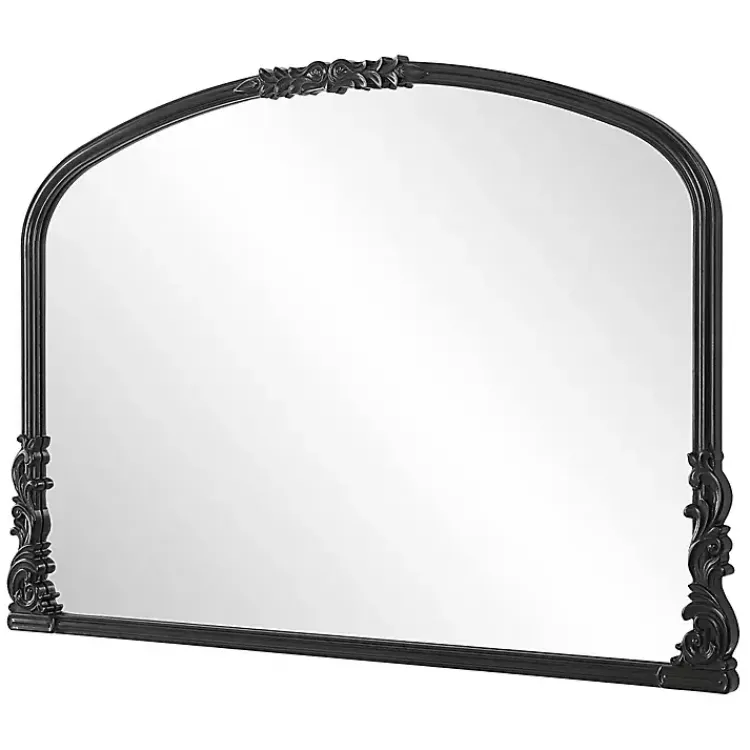 Decorative Mirrors-Kirklands Home Satin Baroque Arched Wall Mirror Black