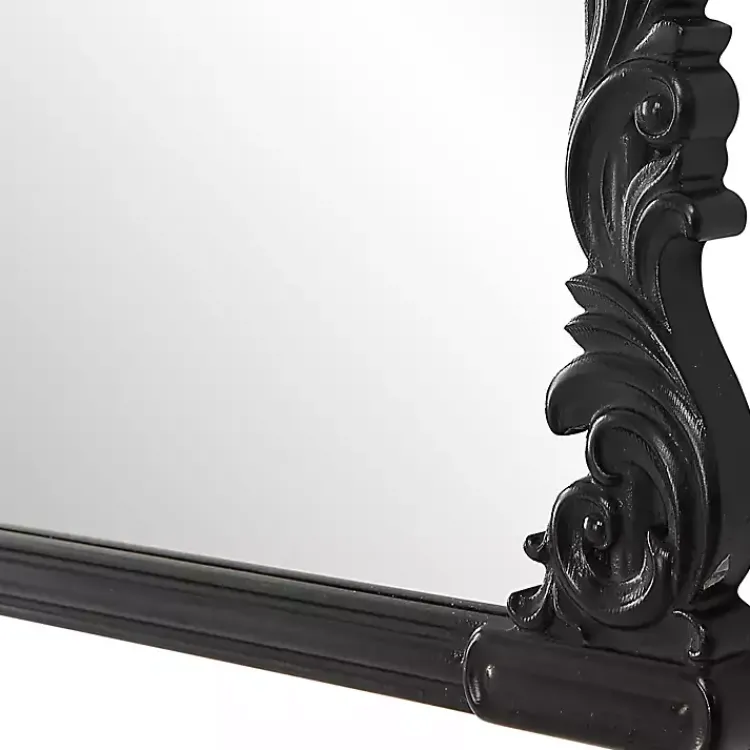Decorative Mirrors-Kirklands Home Satin Baroque Arched Wall Mirror Black