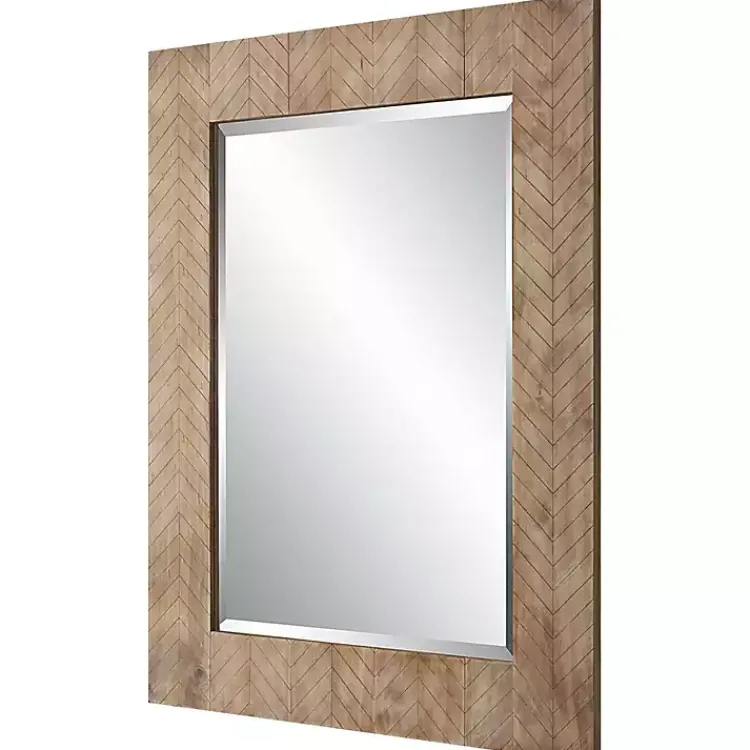 Decorative Mirrors-Kirklands Home Natural Chevron Wood Wall Mirror