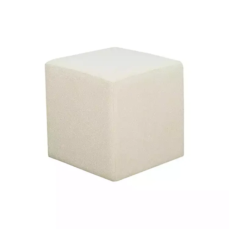 Benches & Ottomans-Kirklands Home Newton Boucle Square Ottoman Ivory