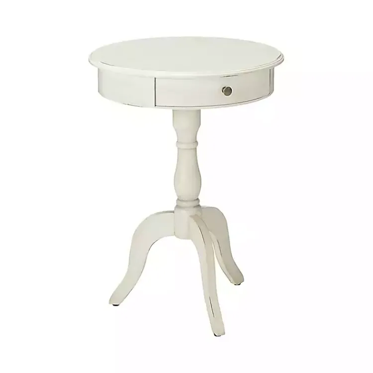 Accent & End Tables-Kirklands Home Round Antique Pedestal Accent Table White