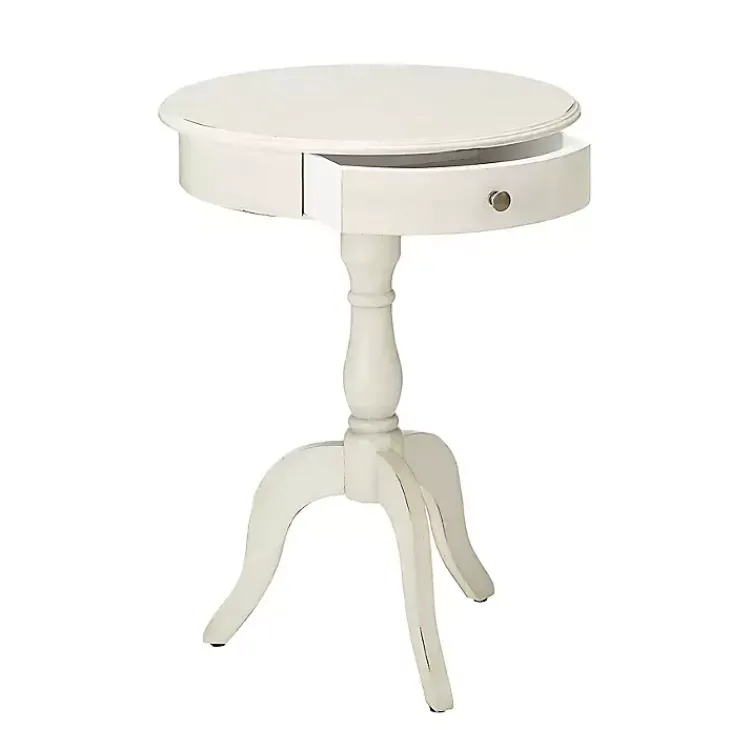 Accent & End Tables-Kirklands Home Round Antique Pedestal Accent Table White