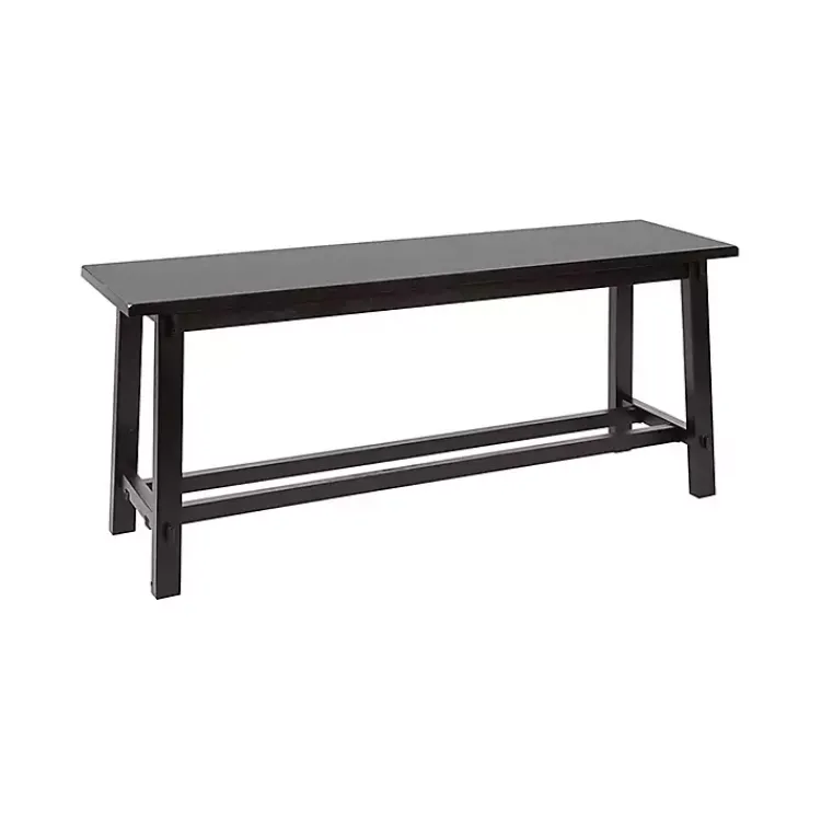 Benches & Ottomans-Kirklands Home Wood Simple Farmhouse Bench Black