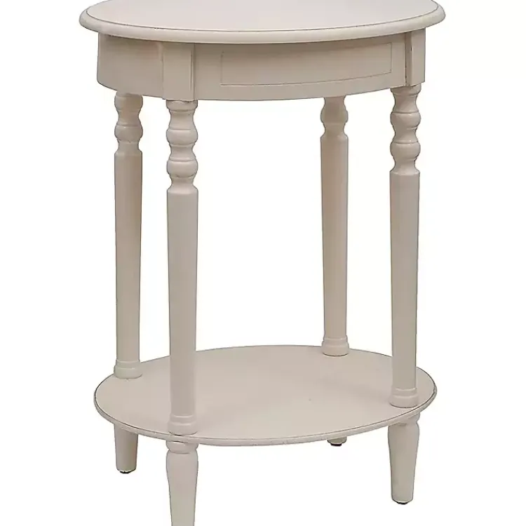 Accent & End Tables-Kirklands Home Oval Antique Accent Table White