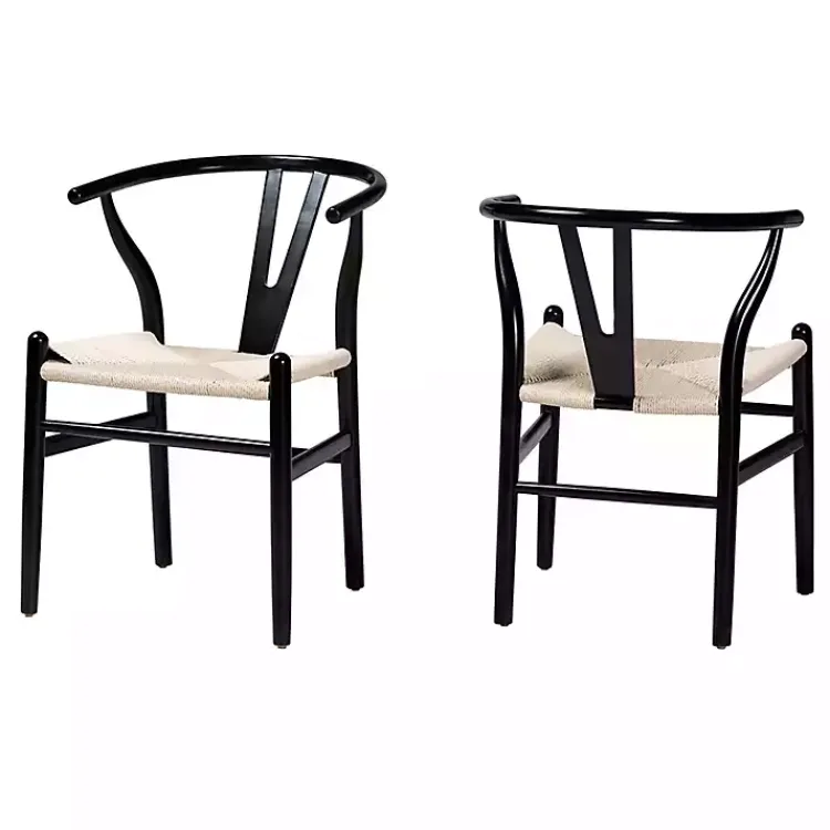 Dining Chairs-Kirklands Home and Tan Wishbone Dining Chairs, Set of 2 Black