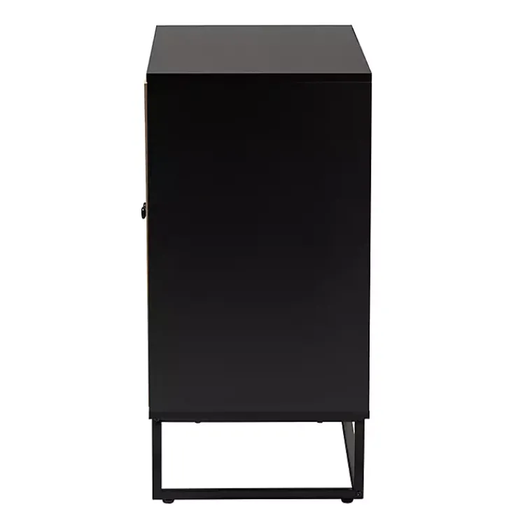 Cabinets & Sideboards-Kirklands Home Wood and Rattan 2-Door Cabinet Black