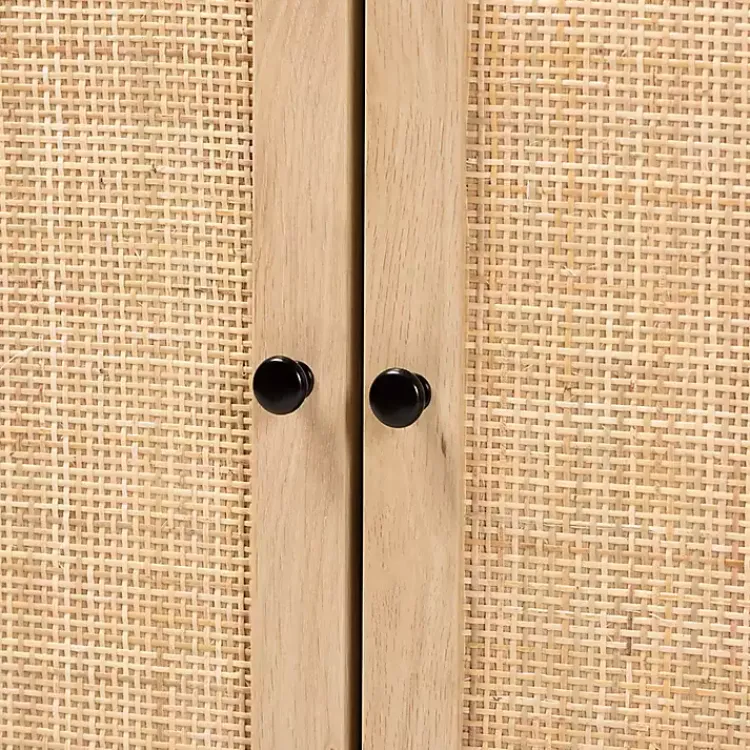Cabinets & Sideboards-Kirklands Home Wood and Rattan 2-Door Cabinet Black