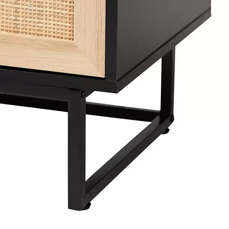 Cabinets & Sideboards-Kirklands Home Wood and Rattan 2-Door Cabinet Black