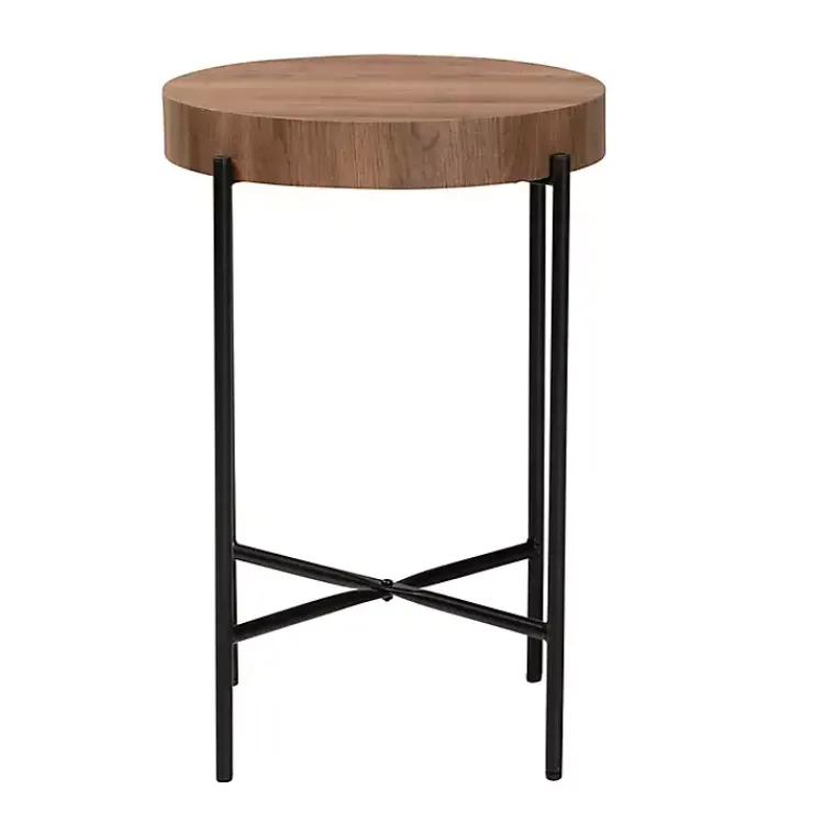 Accent & End Tables-Kirklands Home Round Light Wood X Base Accent Table Brown