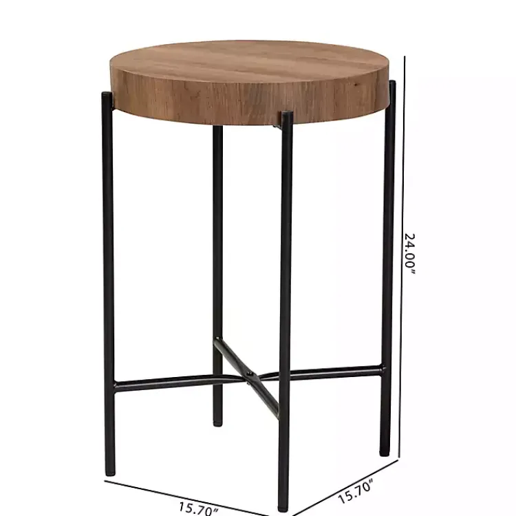 Accent & End Tables-Kirklands Home Round Light Wood X Base Accent Table Brown