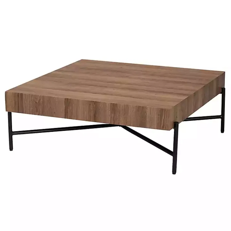 Coffee Tables-Kirklands Home Square Light Wood X Base Coffee Table Brown
