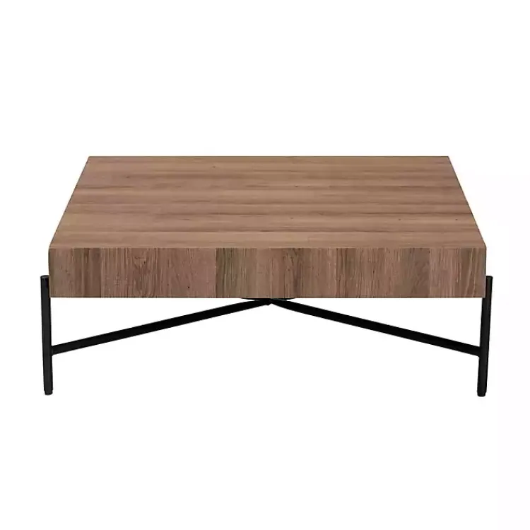 Coffee Tables-Kirklands Home Square Light Wood X Base Coffee Table Brown