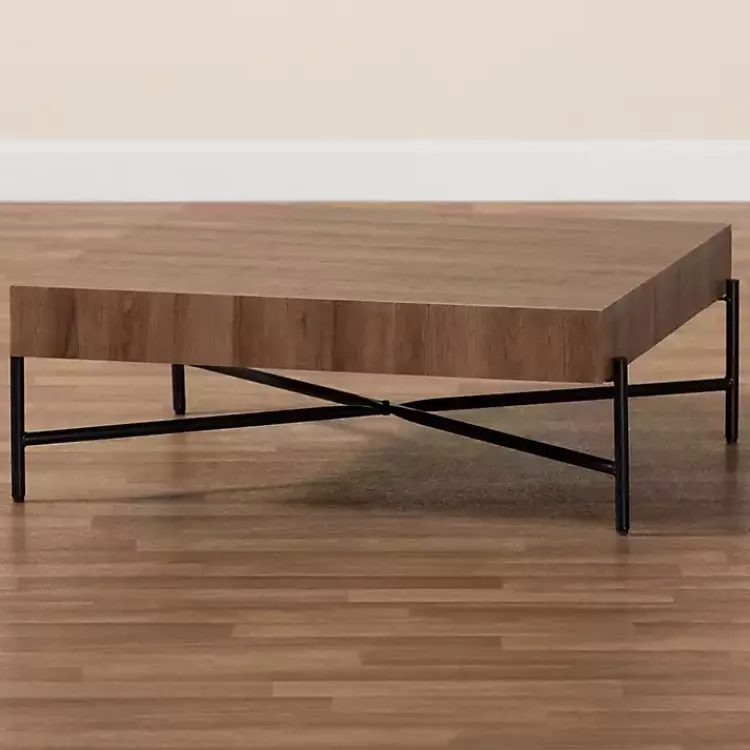 Coffee Tables-Kirklands Home Square Light Wood X Base Coffee Table Brown