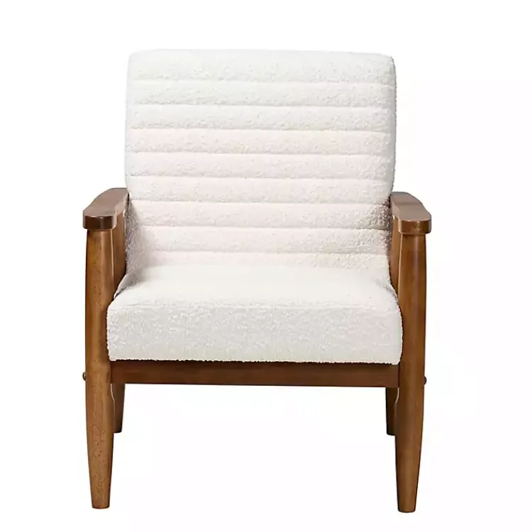 Accent Chairs-Kirklands Home Boucle & Wood Frame Accent Chair Ivory